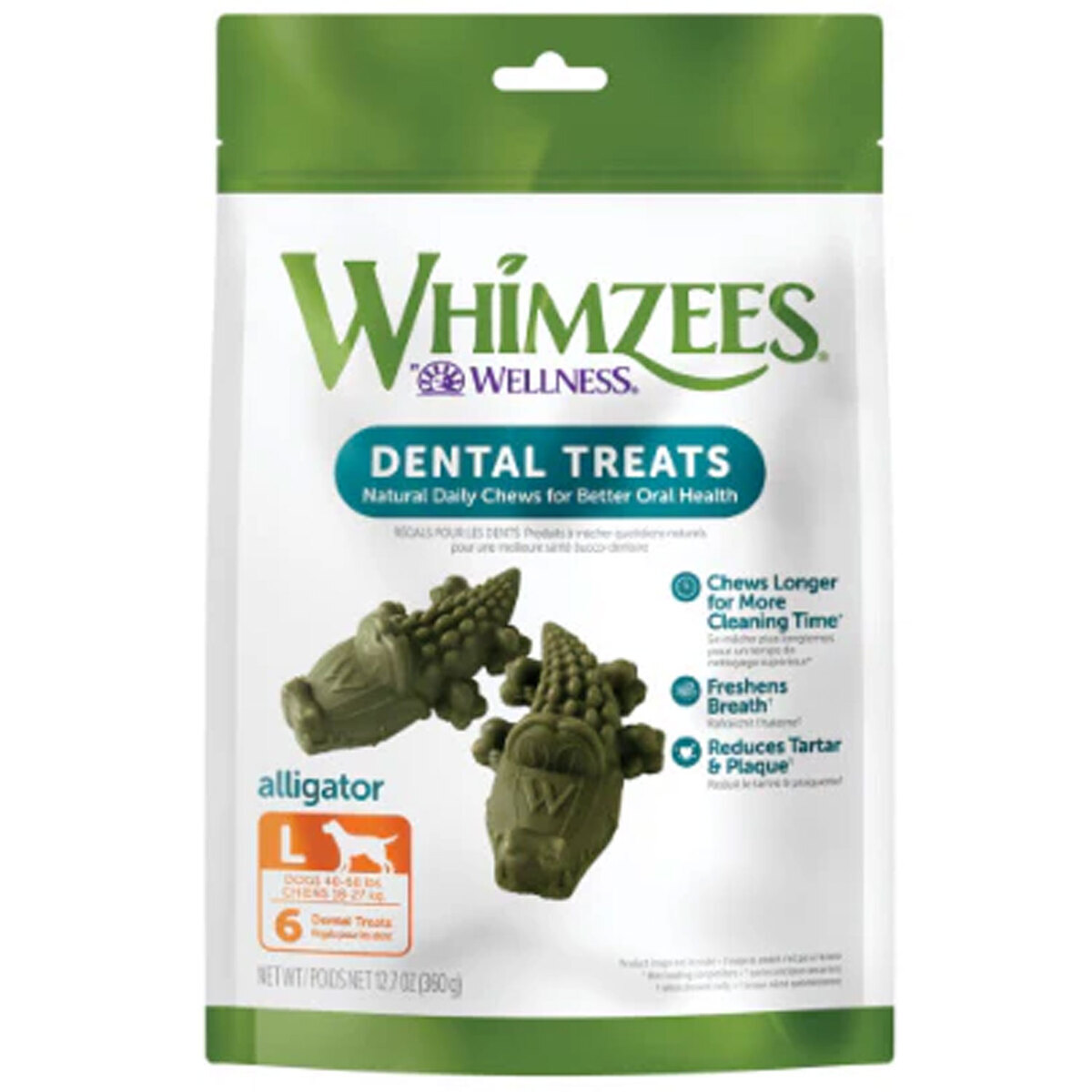 Whimzees Alligator All Natural Daily Dental Chew Dog Treats - Large Breed