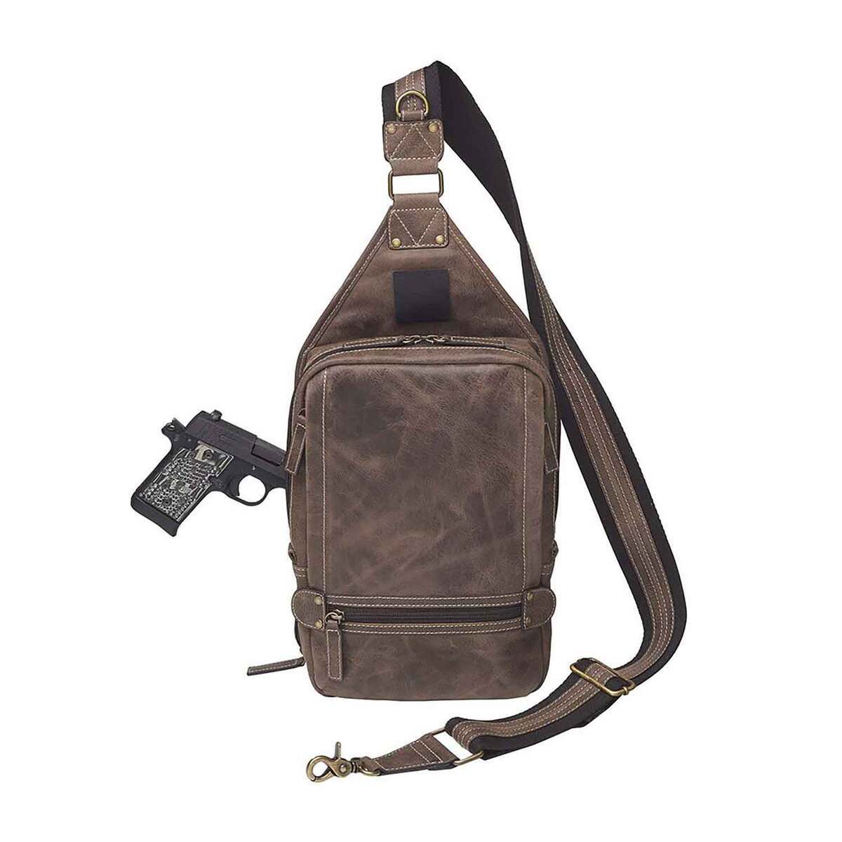 Gun Tote'n Mama Concealed Crossbody Sling Backpack - Distressed Buffalo