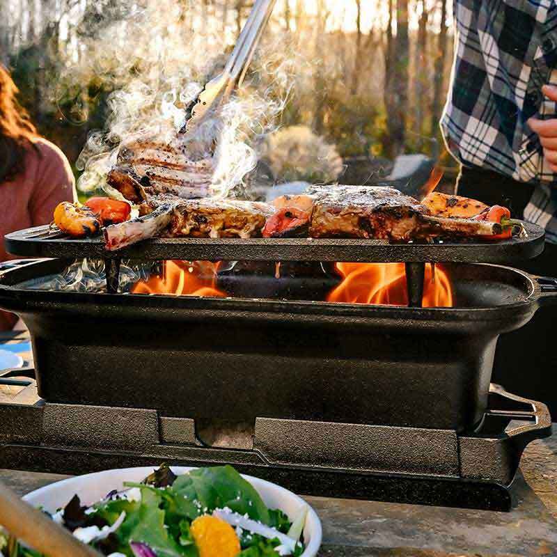 Lodge Sportsman’s Pro Cast Iron Grill - Black 5 Lodge Sportsman’s Pro Cast Iron Grill - Black