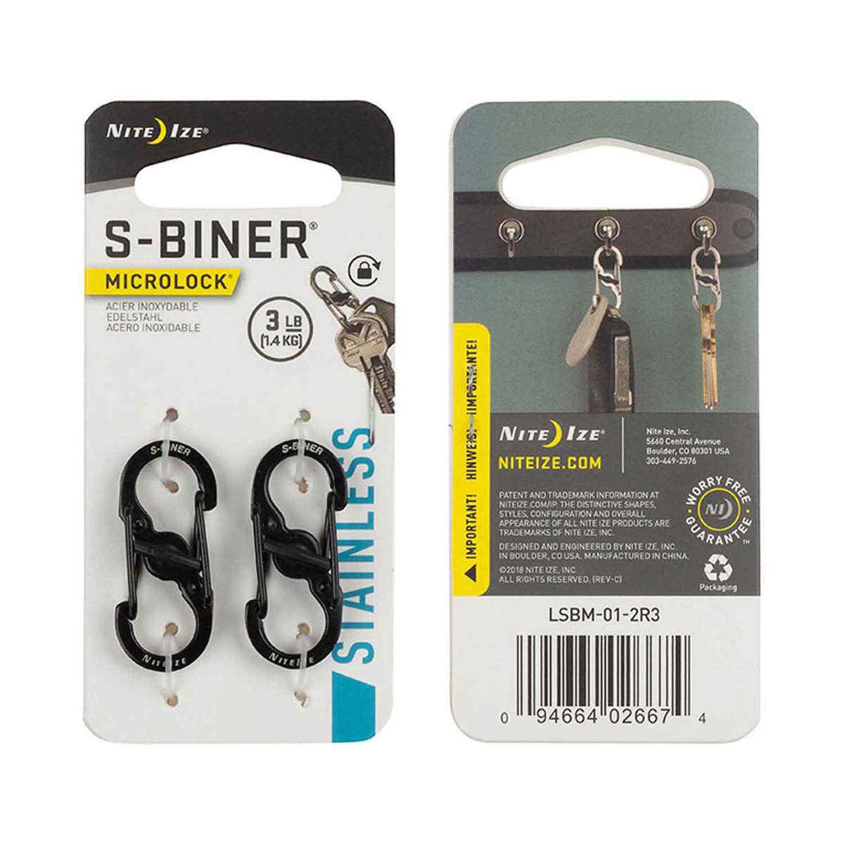 Nite Ize S-Biner MicroLock - 2 Pack Black