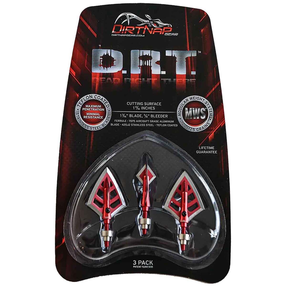 Dirt Nap Gear DRT Double Bevel 100/125gr Fixed Broadhead - 3 Pack 3 Dirt Nap Gear DRT Double Bevel 100/125gr Fixed Broadhead - 3 Pack