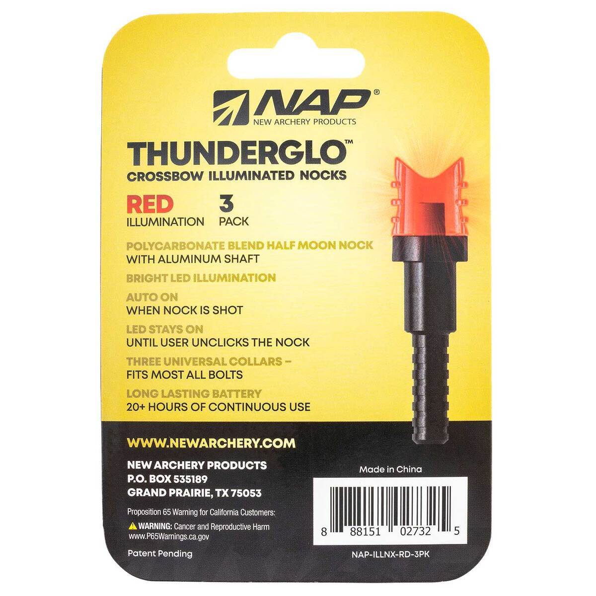 NAP Thunderglo Illuminated Red Half Moon Nock - 3 Pack