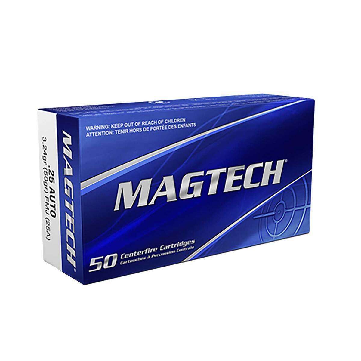 Magtech Range/Training 25 Auto 50gr FMJ Centerfire Handgun Ammo - 50 Rounds