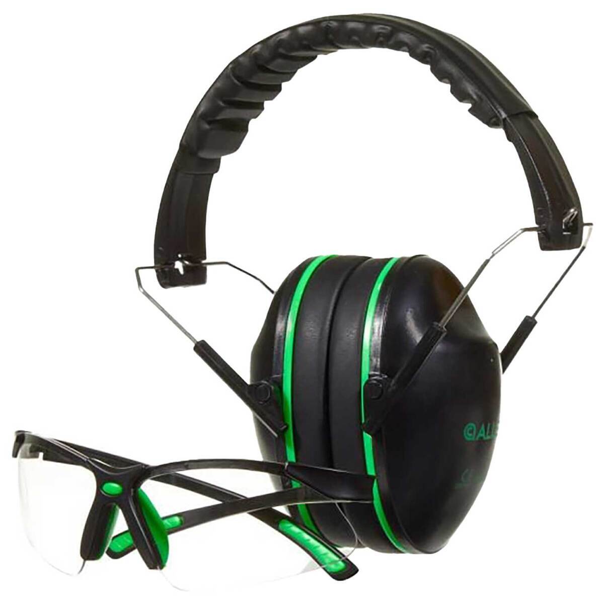 Allen Gamma Junior Hearing Protection and Safety Glasses Combo - Black/Lime Green