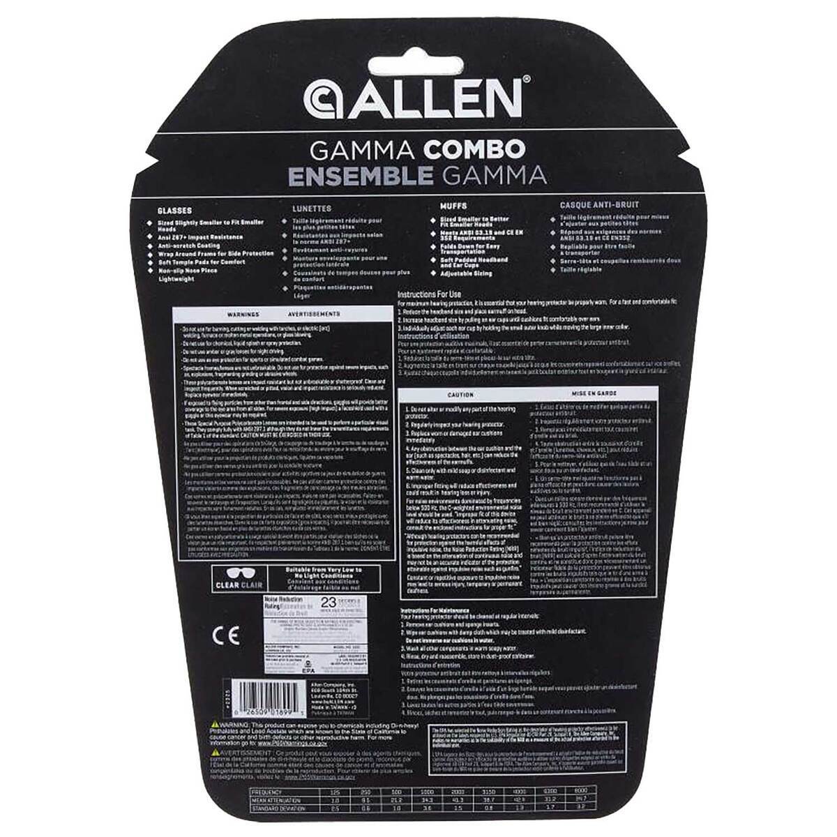 Allen Gamma Junior Hearing Protection and Safety Glasses Combo - Black/Lime Green 4 Allen Gamma Junior Hearing Protection and Safety Glasses Combo - Black/Lime Green