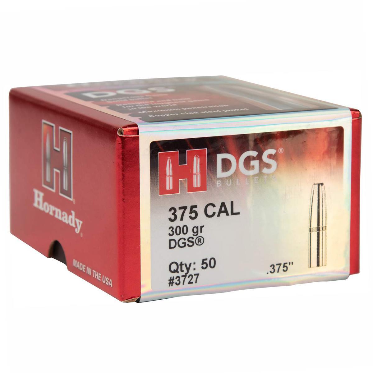 Hornady Dangerous Game Solid 375 Cal/.375in DGS 300gr Reloading Bullets - 50 Count