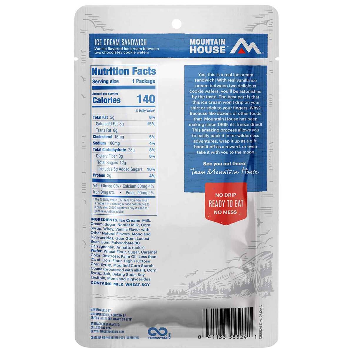 Mountain House Mint Chocolate Chip Ice Cream Sandwich - 1 Servings