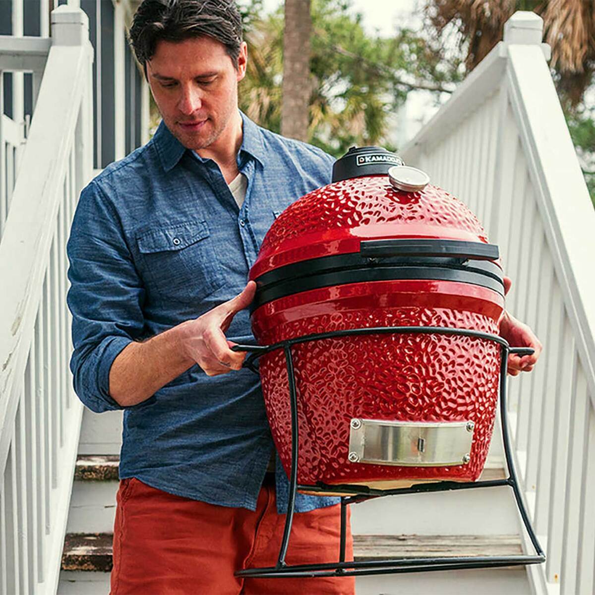 Kamado Joe Joe Jr Grill with Cast Iron Stand - Red 4 Kamado Joe Joe Jr Grill with Cast Iron Stand - Red