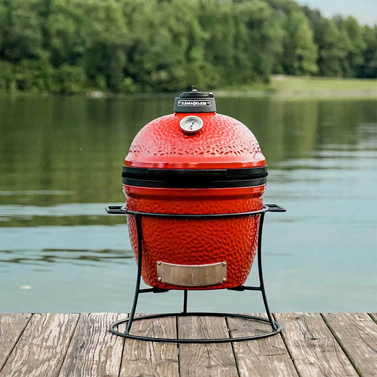 Kamado Joe Joe Jr Grill with Cast Iron Stand - Red 5 Kamado Joe Joe Jr Grill with Cast Iron Stand - Red