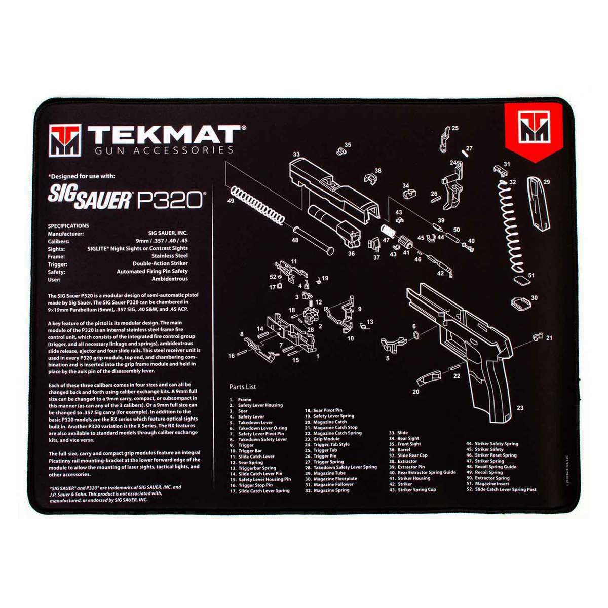 Tekmat Sig Sauer P320 Ultra Premium Gun Cleaning Mat