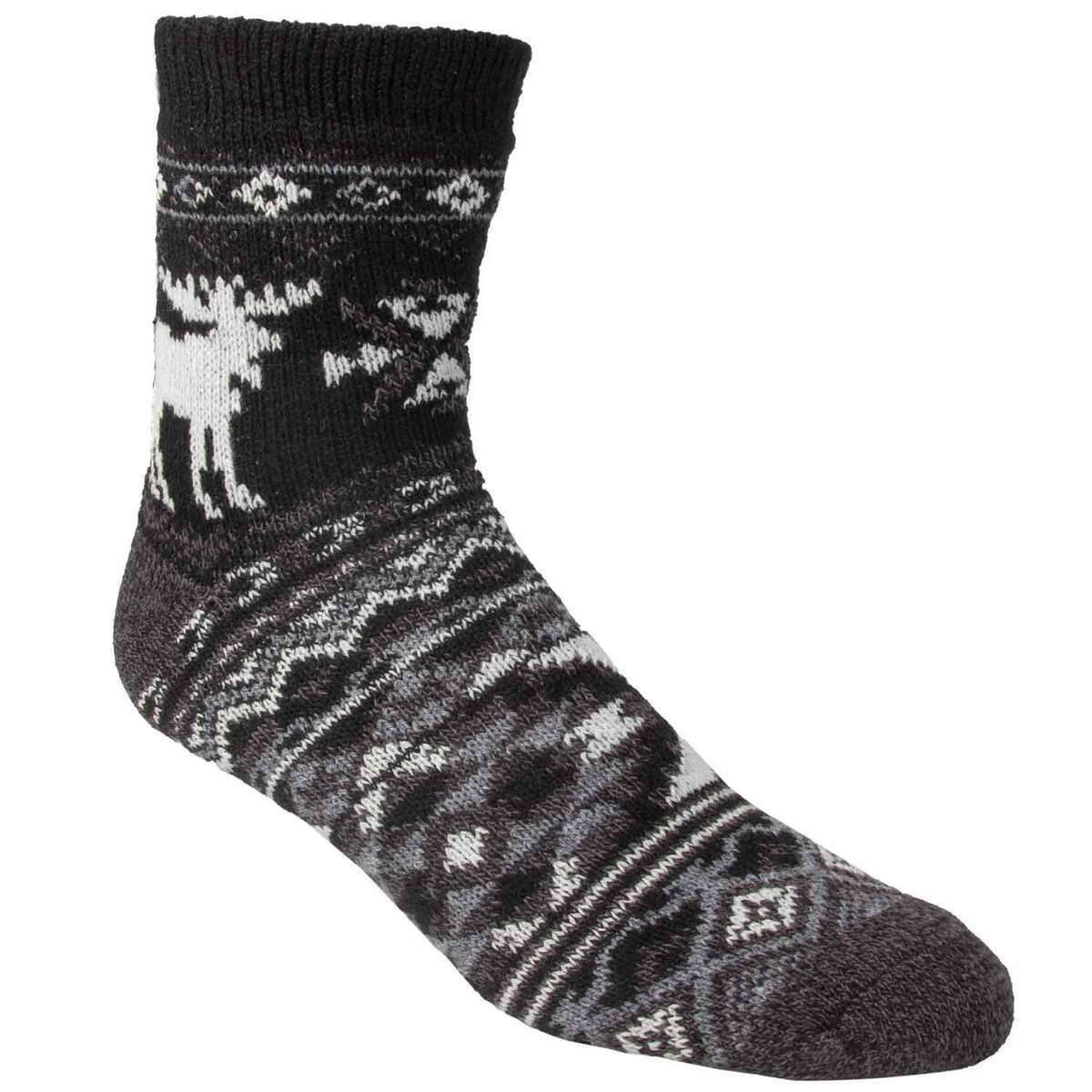 Sof Sole Men's Fireside Moose Tec Casual Socks - Black - L