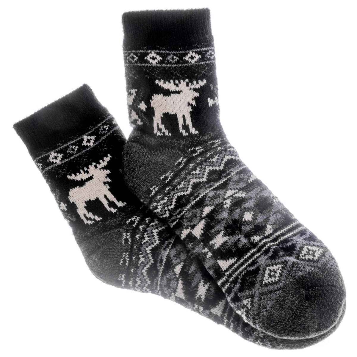 Sof Sole Men's Fireside Moose Tec Casual Socks - Black - L