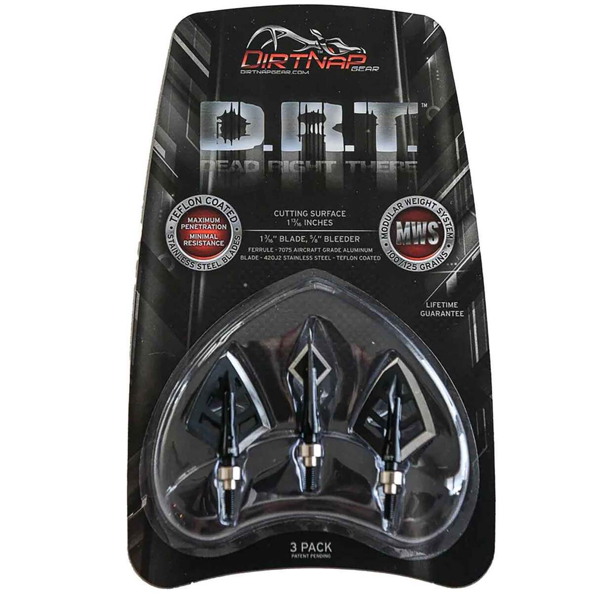 Dirt Nap Gear DRT Single Bevel 100/125gr Fixed Broadhead - 3 Pack 3 Dirt Nap Gear DRT Single Bevel 100/125gr Fixed Broadhead - 3 Pack