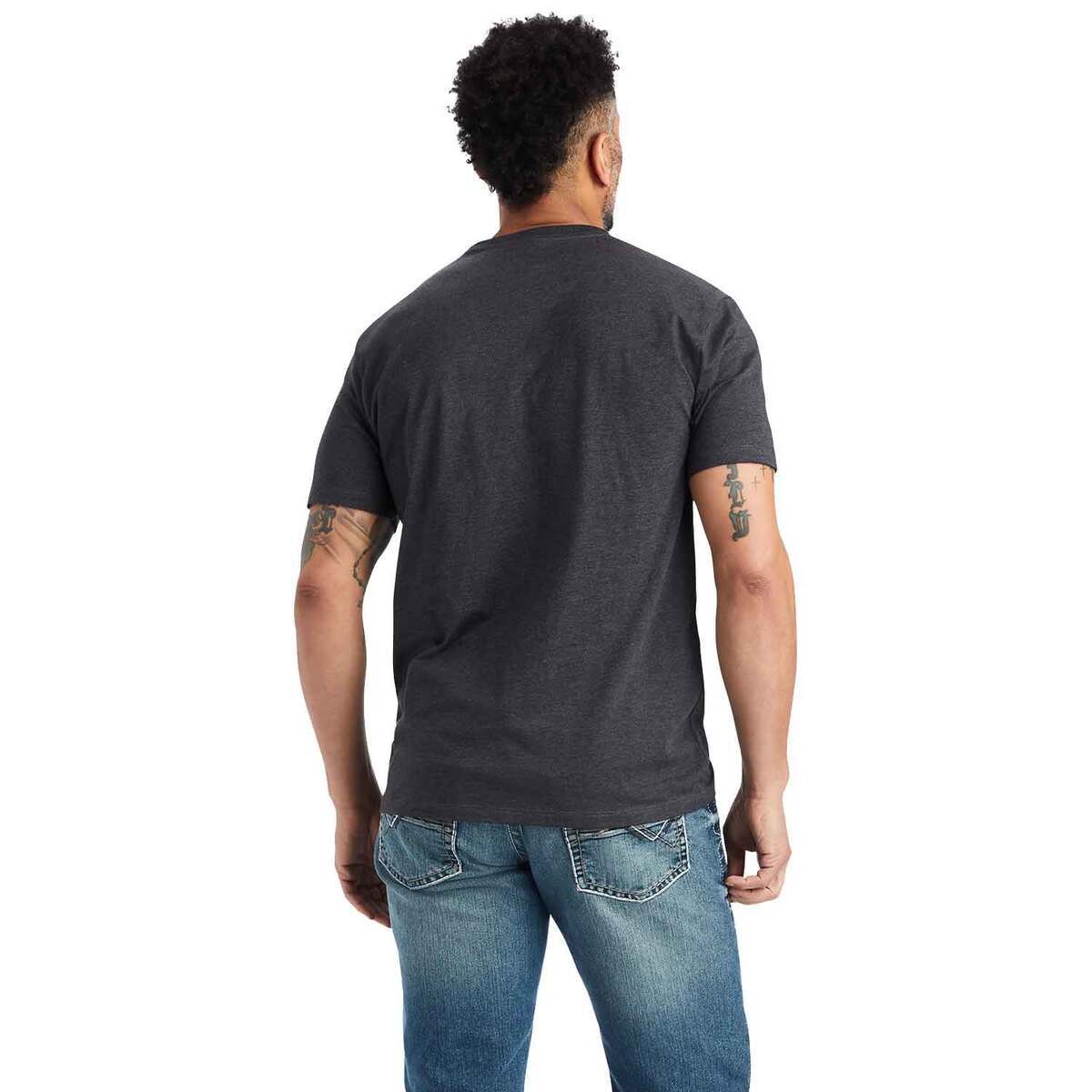 Ariat Men's Type Crest Short Sleeve Casual Shirt - Charcoal Heather - M