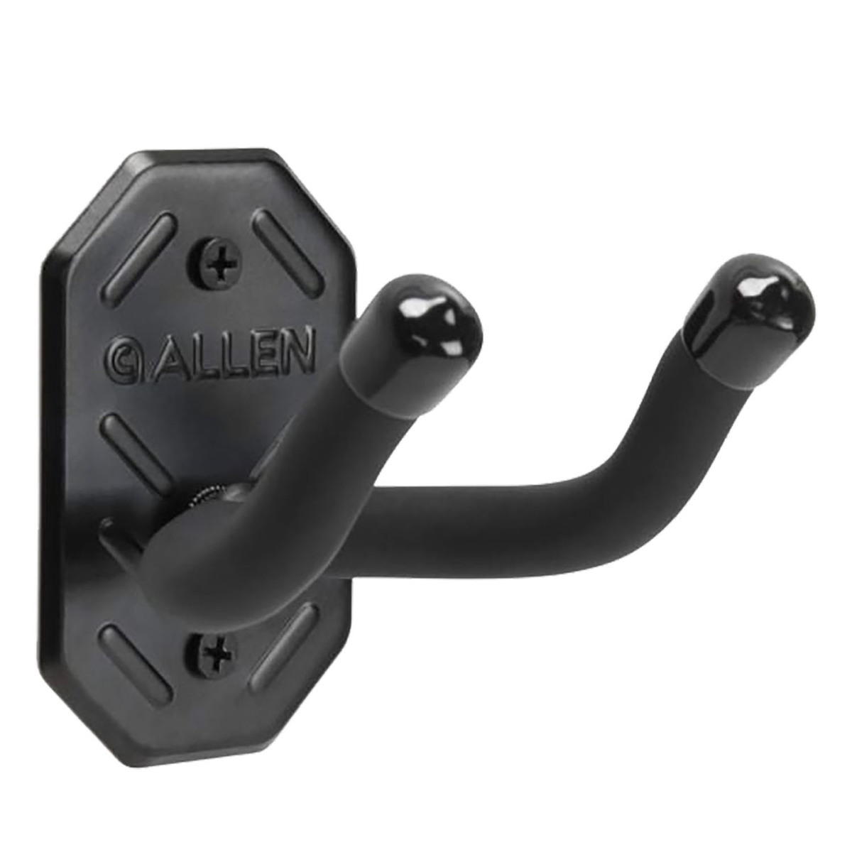 Allen Company Black Defender Double Hooks with Metal Mounting Plate