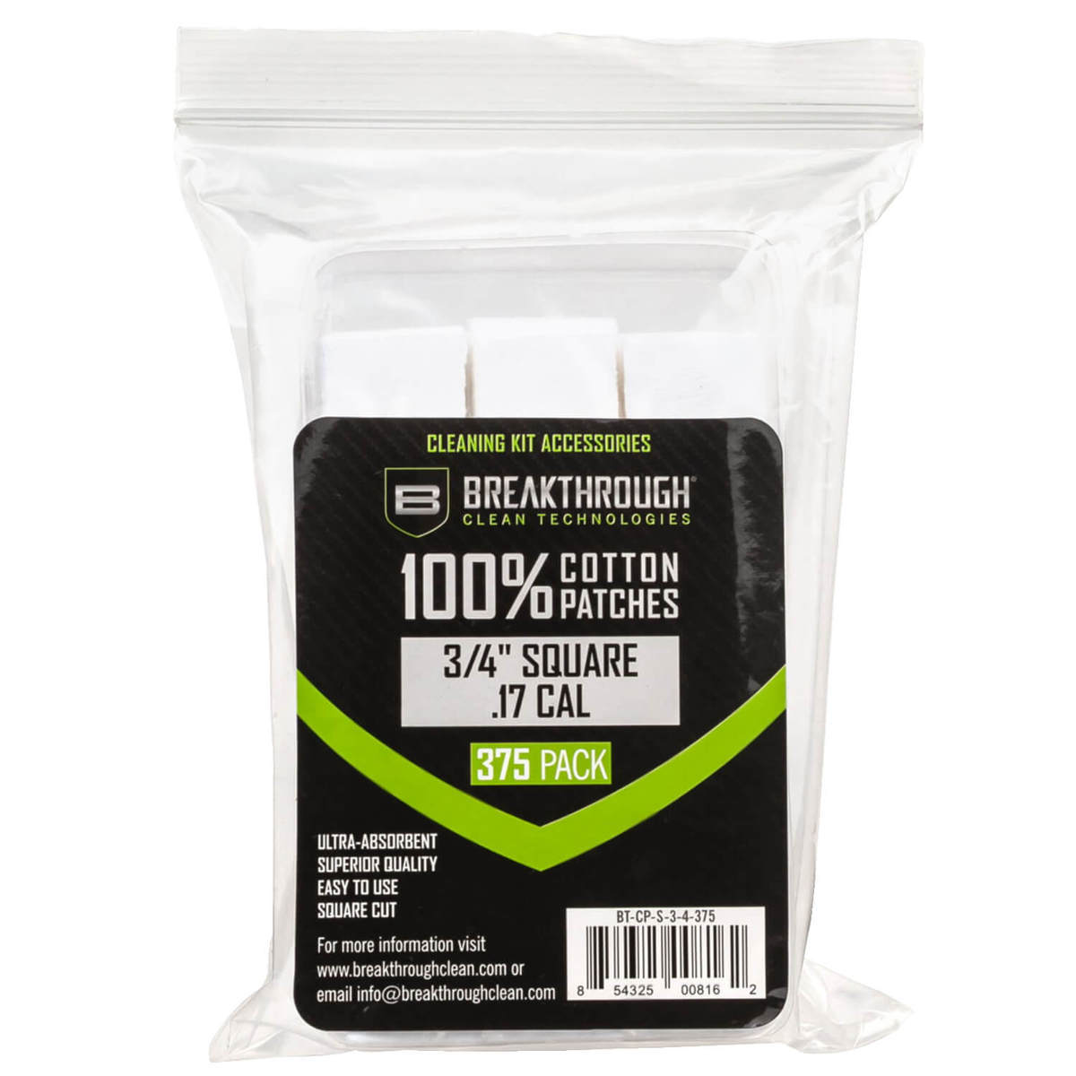 Breakthrough 3/4in x 3/4in With Plastic Tray Square Cotton Patches - 375 Count