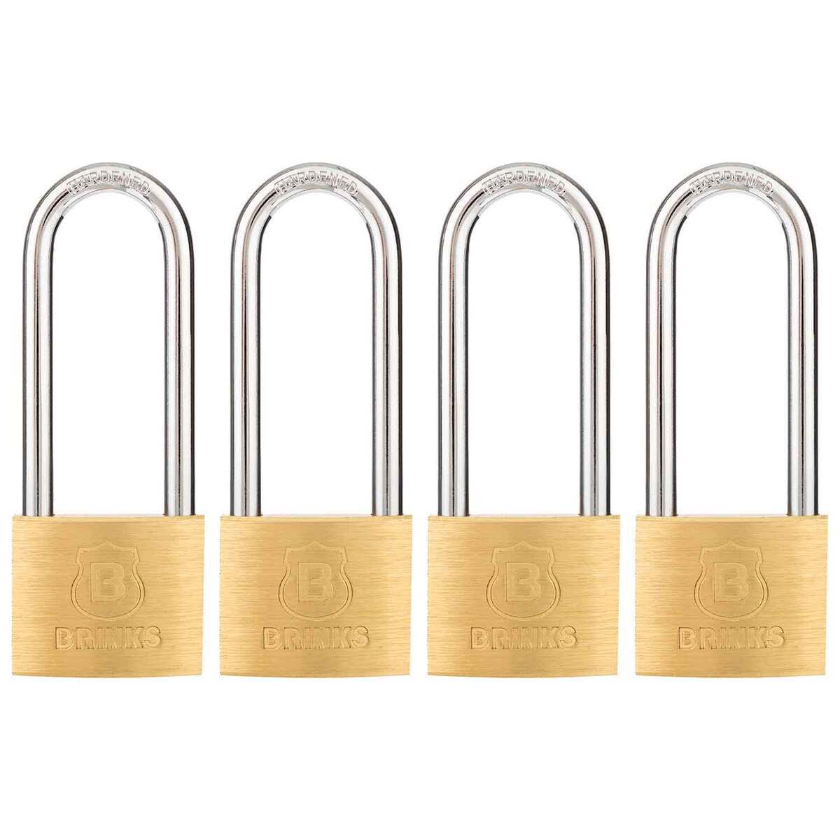 Brinks 40mm Brass Keyed Pad Lock - 4 Pack